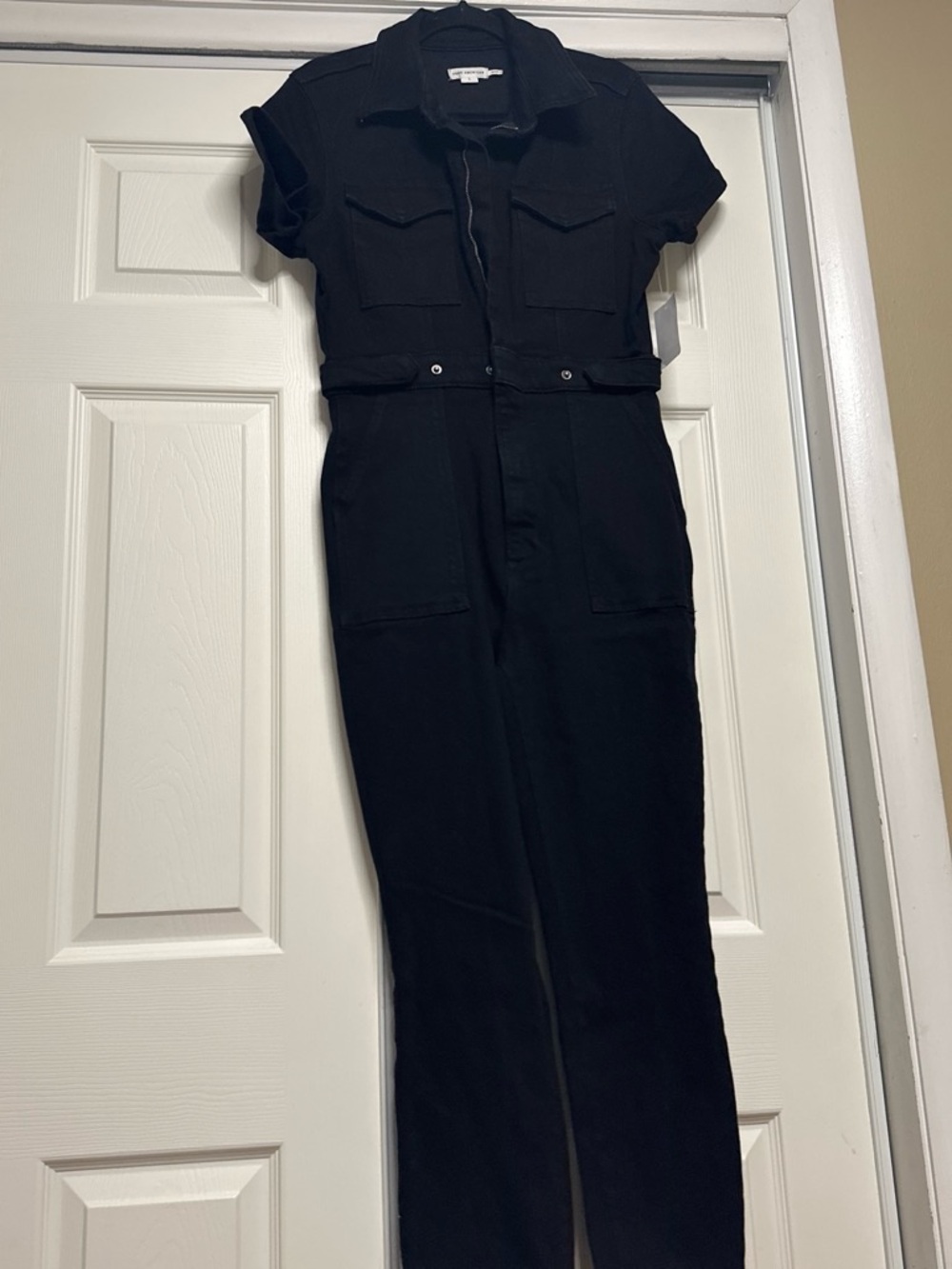 Good American Black denim jumpsuit